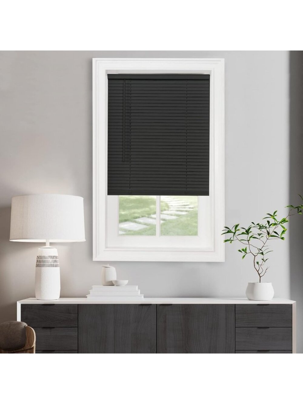 Cordless Light Filtering Mini Blind - 29" Width, 72" Length 1" Slat Size Black